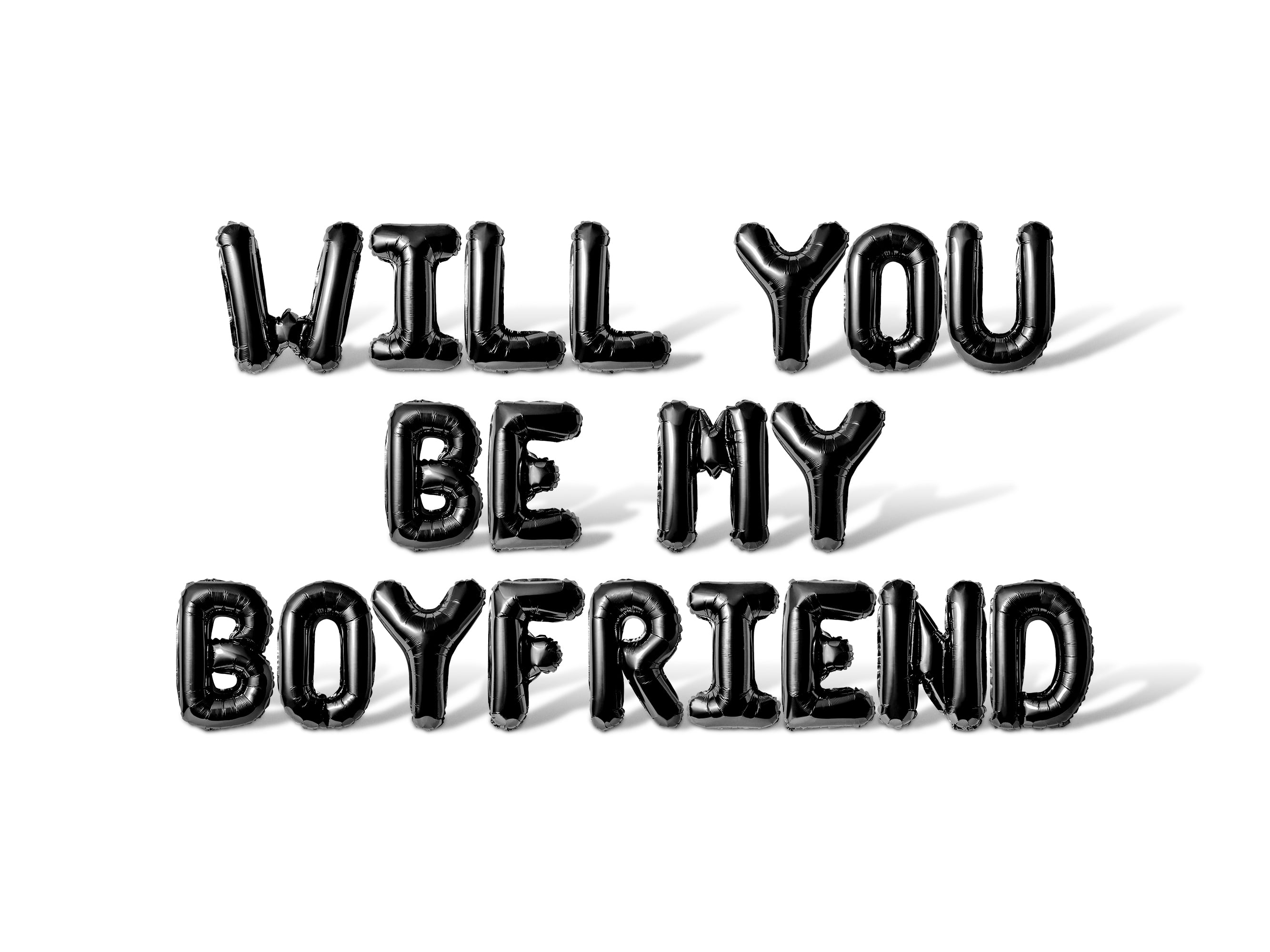 Letter Balloons - WILL YOU BE MY BOYFRIEND 16" Inch Alphabet Letters Foil Mylar Balloon Valentine's Day or Proposal Banner (Black)