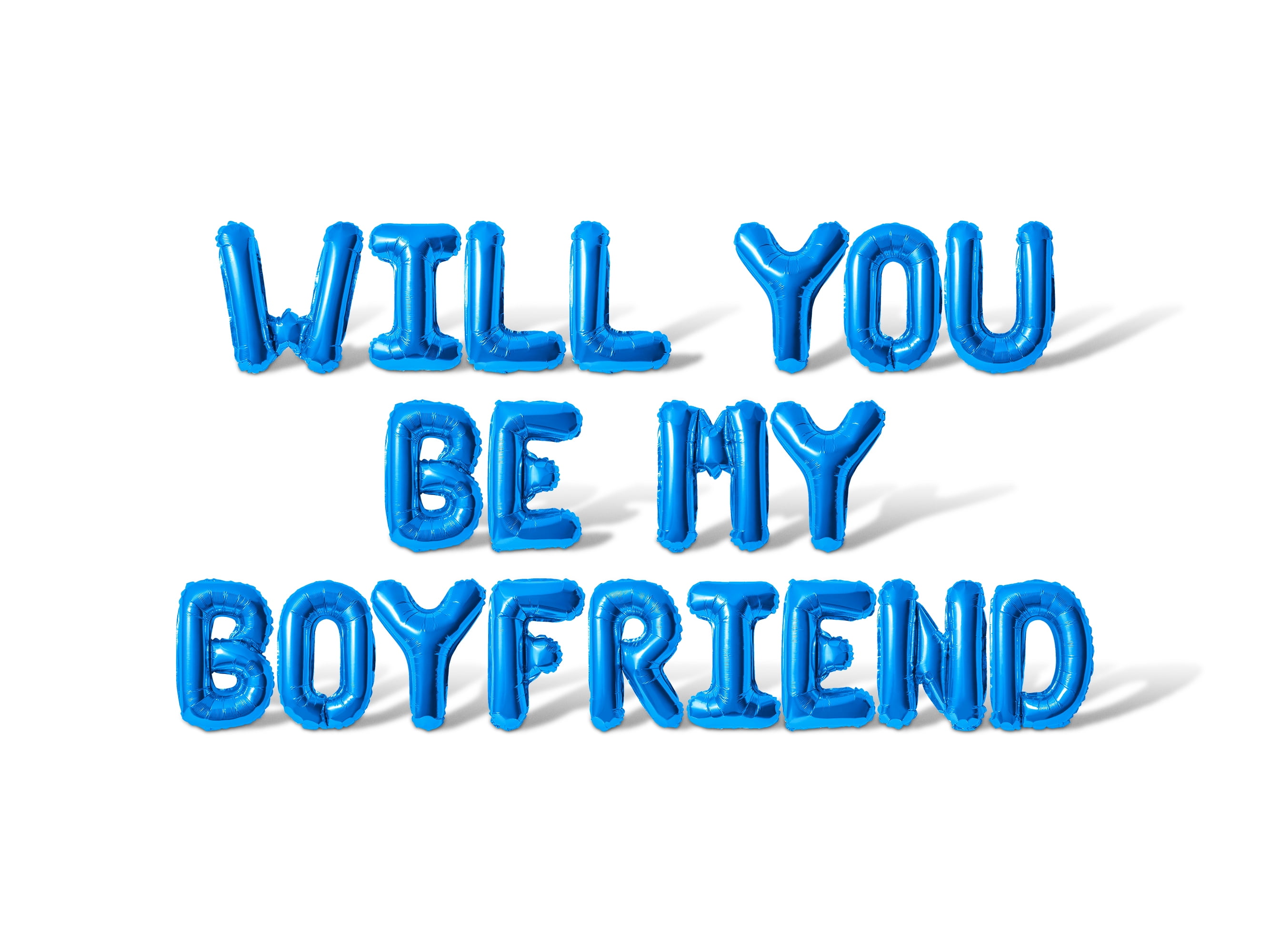 Letter Balloons - WILL YOU BE MY BOYFRIEND 16" Inch Alphabet Letters Foil Mylar Balloon Valentine's Day or Proposal Banner (Blue)