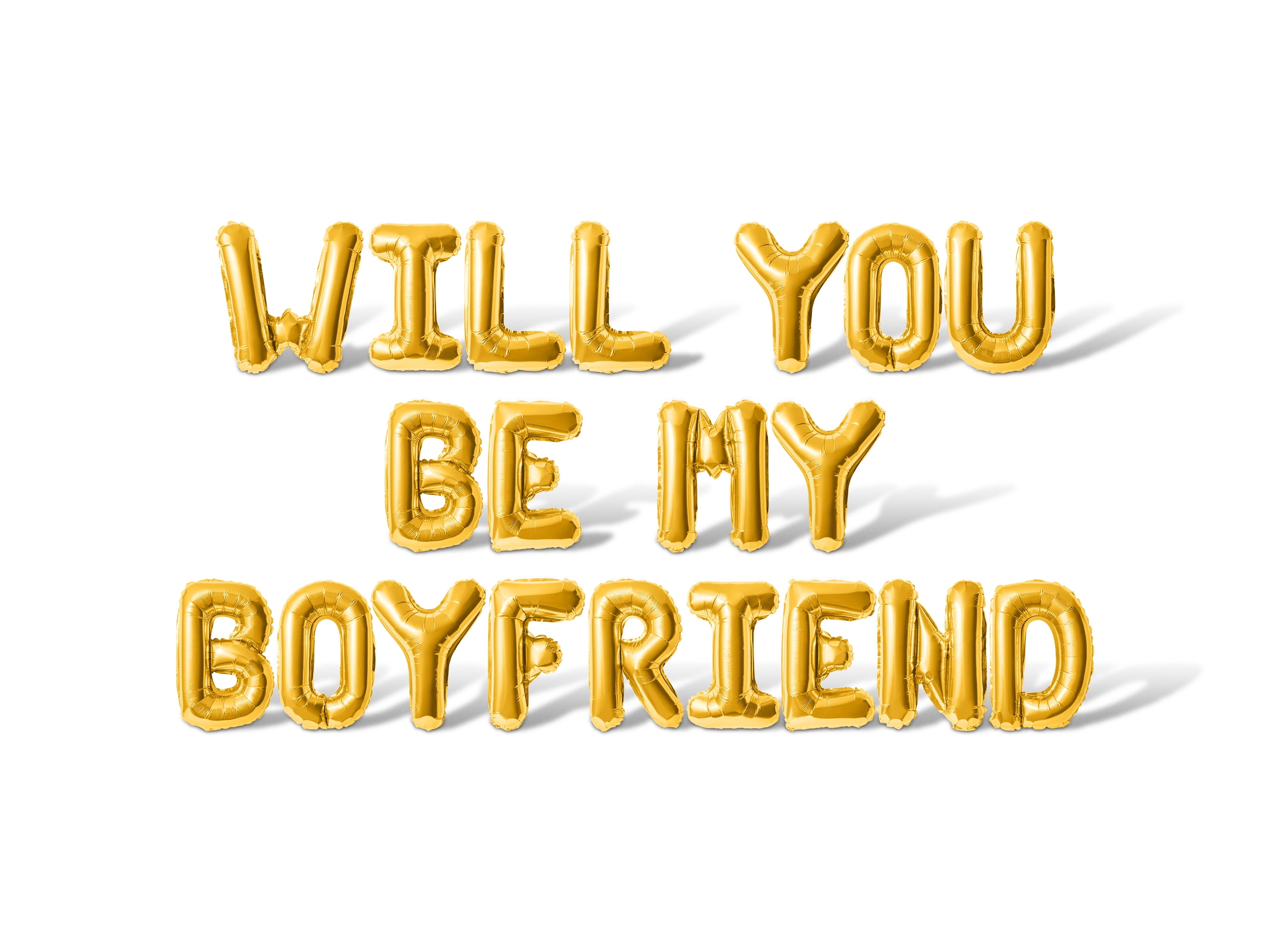 Letter Balloons - WILL YOU BE MY BOYFRIEND 16" Inch Alphabet Letters Foil Mylar Balloon Valentine's Day or Proposal Banner (Gold)