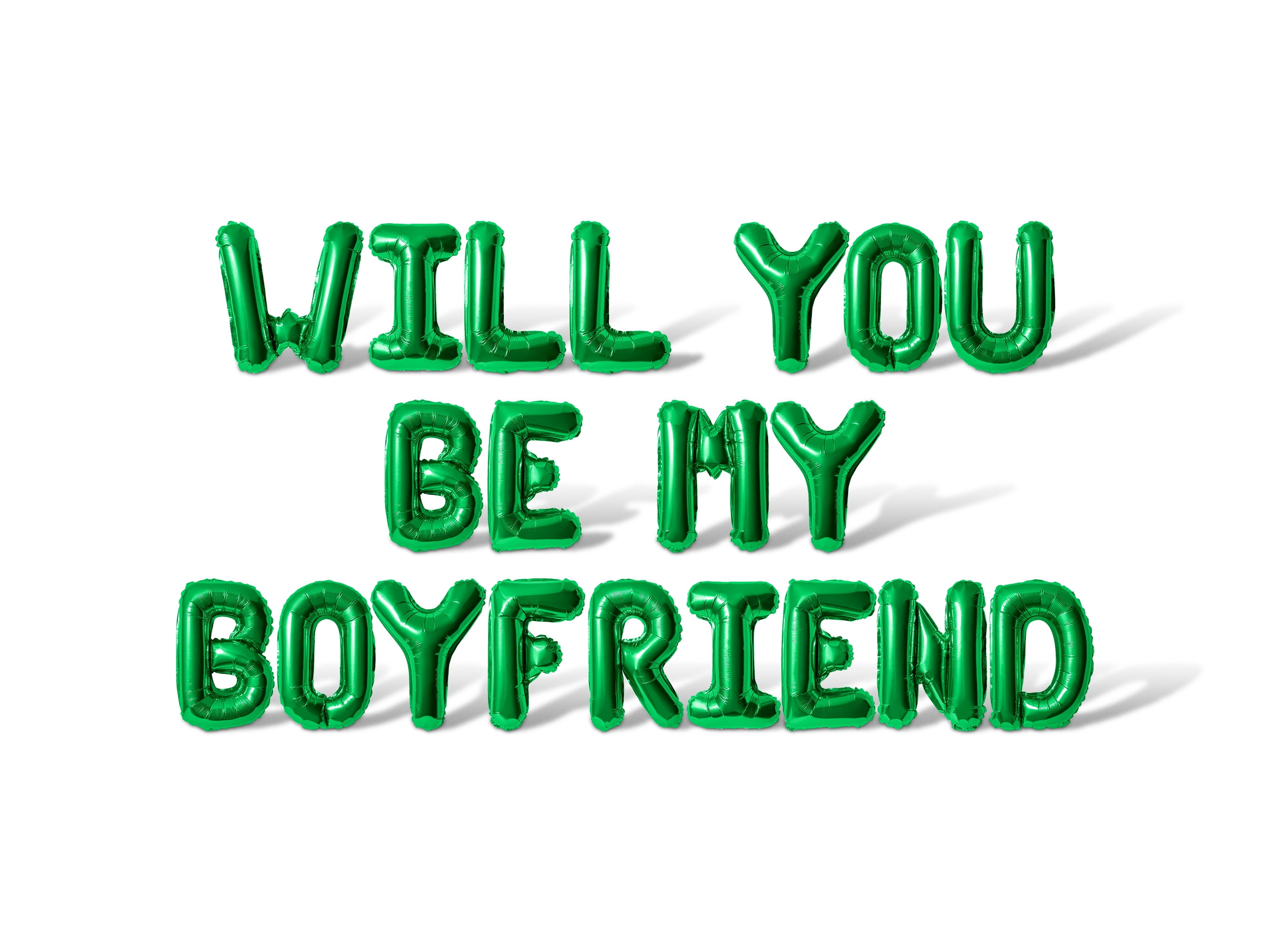 Letter Balloons - WILL YOU BE MY BOYFRIEND 16" Inch Alphabet Letters Foil Mylar Balloon Valentine's Day or Proposal Banner (Green)