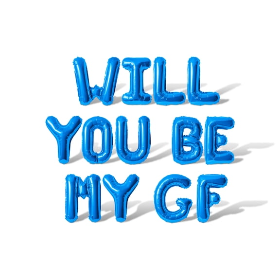 Letter Balloons - WILL YOU BE MY GF 16" Inch Alphabet Letters Foil Mylar Balloon Valentine's Day or Proposal Banner (Blue)