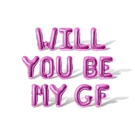 Letter Balloons - WILL YOU BE MY GF 16" Inch Alphabet Letters Foil Mylar Balloon Valentine's Day or Proposal Banner (Pink)