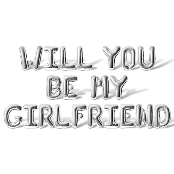 Floating Away Balloon Company Mylar Silver Will You Be My Girlfriend 16 in Balloons