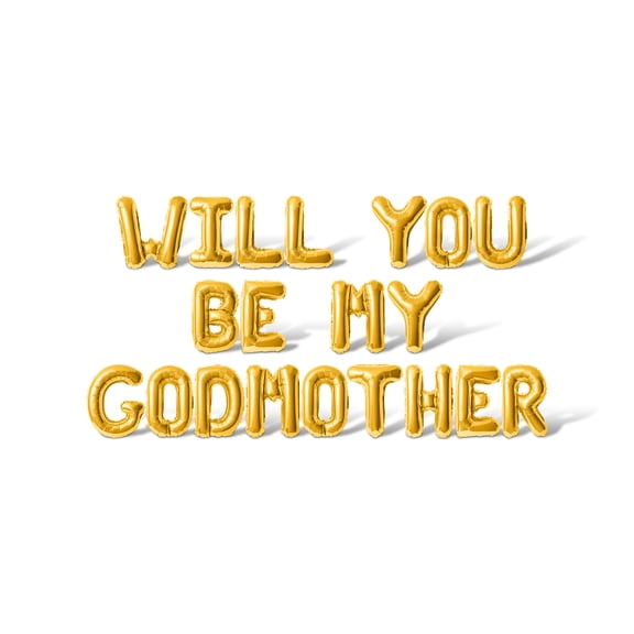 Letter Balloons - WILL YOU BE MY GODMOTHER 16" Inch Alphabet Letters Foil Mylar Balloon Christening Party Banner (Gold)