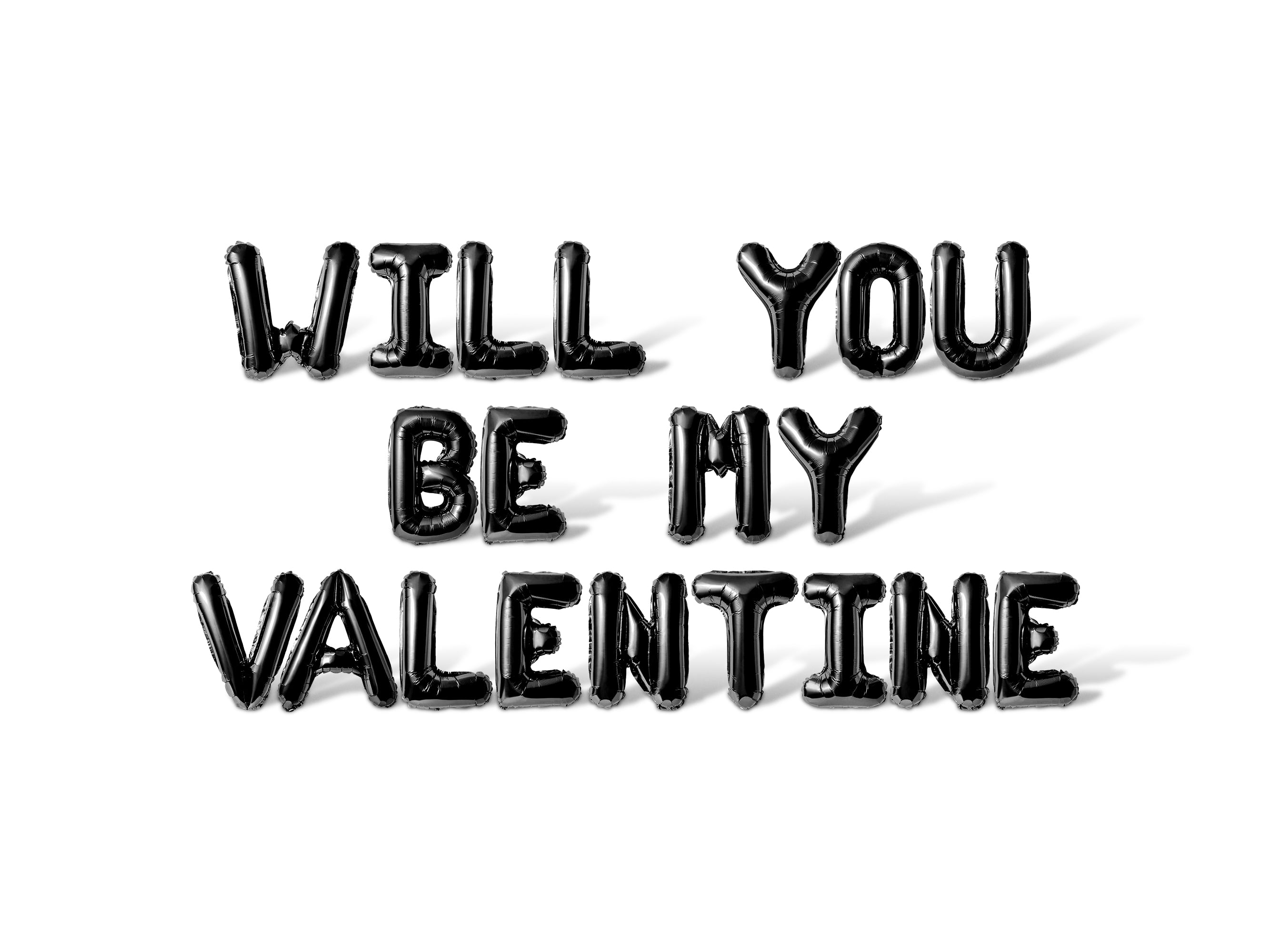 Letter Balloons - WILL YOU BE MY VALENTINE 16" Inch Alphabet Letters Foil Mylar Balloon Valentine's Day Party Banner (Black)