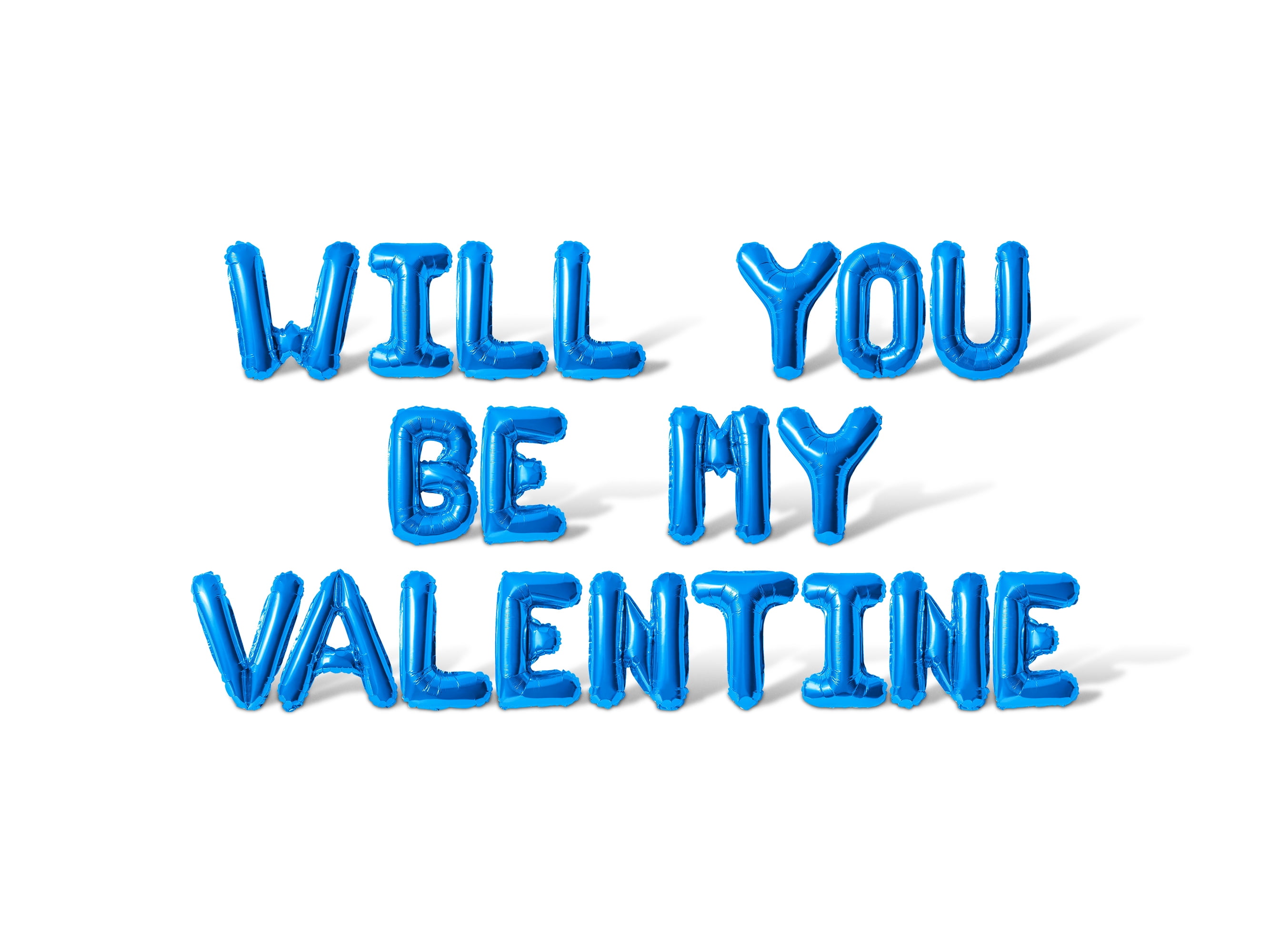 Letter Balloons - WILL YOU BE MY VALENTINE 16" Inch Alphabet Letters Foil Mylar Balloon Valentine's Day Party Banner (Blue)