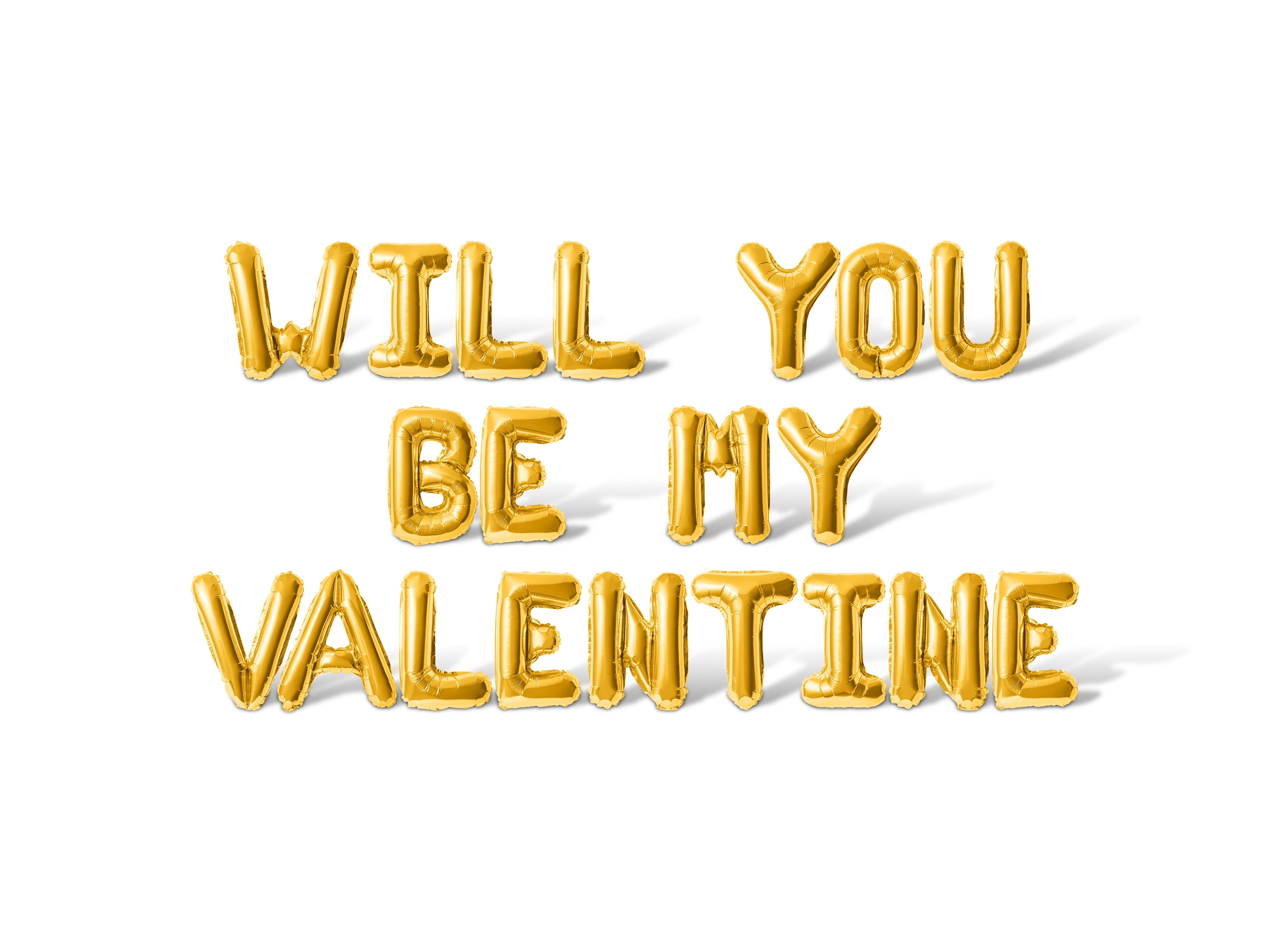 Letter Balloons - WILL YOU BE MY VALENTINE 16" Inch Alphabet Letters Foil Mylar Balloon Valentine's Day Party Banner (Gold)