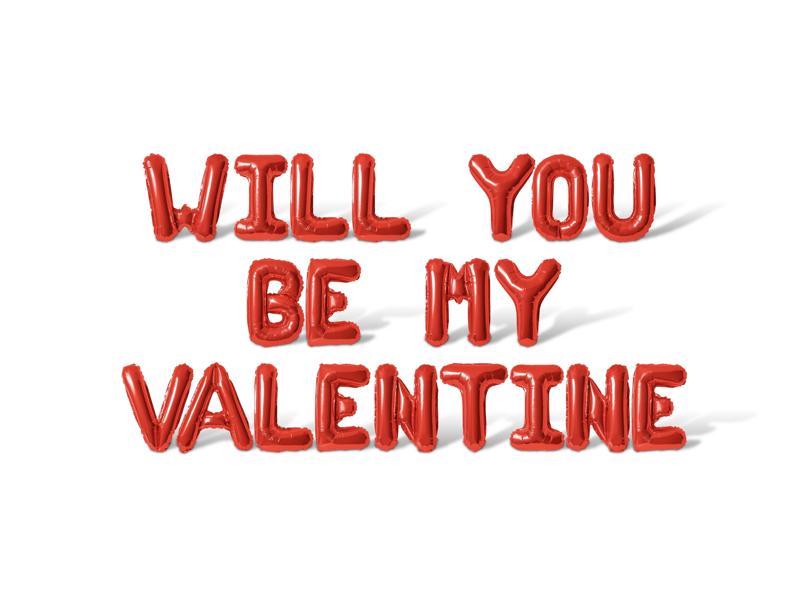 Letter Balloons - WILL YOU BE MY VALENTINE 16" Inch Alphabet Letters Foil Mylar Balloon Valentine's Day Party Banner (Red)