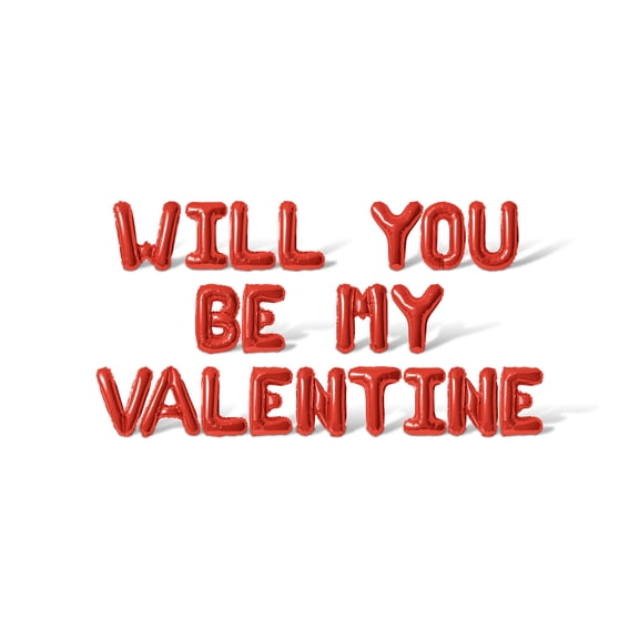 Letter Balloons - WILL YOU BE MY VALENTINE 16" Inch Alphabet Letters Foil Mylar Balloon Valentine's Day Party Banner (Red)