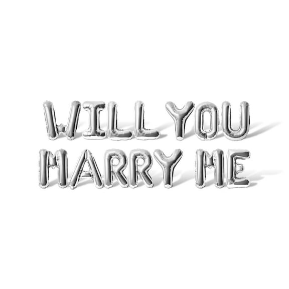 Letter Balloons - WILL YOU MARRY ME 16" Inch Alphabet Letters Foil Mylar Balloon Proposal or Valentine's Day Banner (Silver)