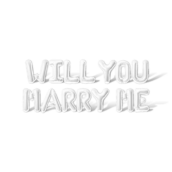 Letter Balloons - WILL YOU MARRY ME 16" Inch Alphabet Letters Foil Mylar Balloon Proposal or Valentine's Day Banner (White)