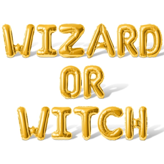Letter Balloons - WIZARD OR WITCH 16" Inch Alphabet Letters Foil Mylar Balloon Baby Shower Party Banner (Gold)