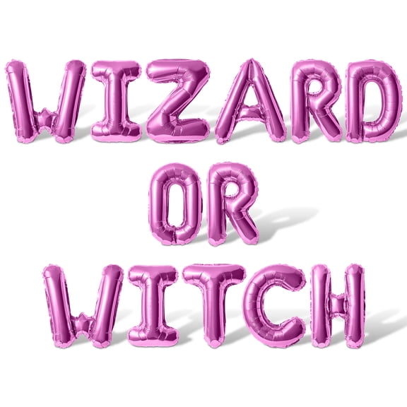 Letter Balloons - WIZARD OR WITCH 16" Inch Alphabet Letters Foil Mylar Balloon Baby Shower Party Banner (Pink)