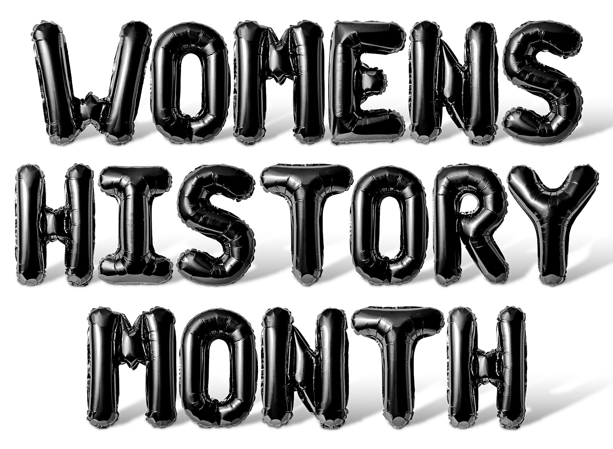 Letter Balloons - WOMENS HISTORY MONTH 16" Inch Alphabet Letters Foil Mylar Balloon Womens History Month Party Banner (Black)