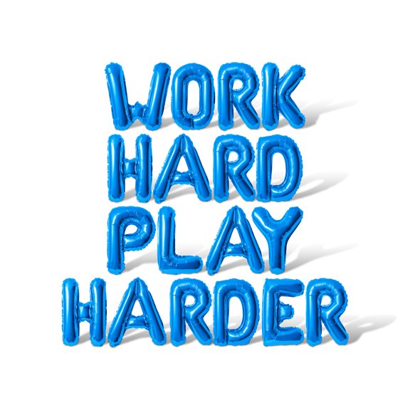 Letter Balloons - WORK HARD PLAY HARDER 16" Inch Alphabet Letters Foil Mylar Balloon Retirement Party Banner (Blue)