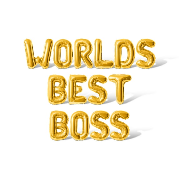 Letter Balloons - WORLDS BEST BOSS 16" Inch Alphabet Letters Foil Mylar Balloon Boss Day Party Banner (Gold)