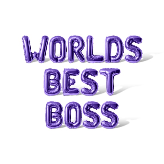 Letter Balloons - WORLDS BEST BOSS 16" Inch Alphabet Letters Foil Mylar Balloon Boss Day Party Banner (Purple)