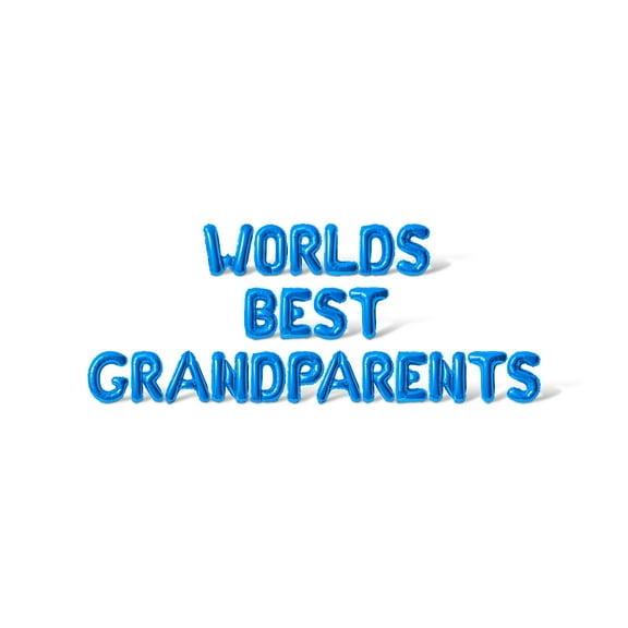Letter Balloons - WORLDS BEST GRANDPARENTS 16" Inch Alphabet Letters Foil Mylar Balloon Grandparents Party Banner (Blue)