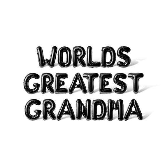 Letter Balloons - WORLDS GREATEST GRANDMA 16" Inch Alphabet Letters Foil Mylar Balloon Grandparents Party Banner (Black)