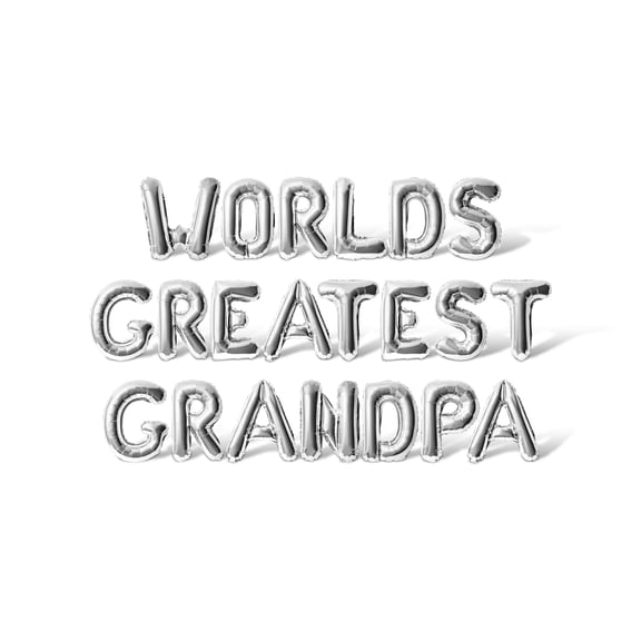 Letter Balloons - WORLDS GREATEST GRANDPA 16" Inch Alphabet Letters Foil Mylar Balloon Grandparents Party Banner (Silver)