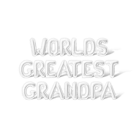 Letter Balloons - WORLDS GREATEST GRANDPA 16" Inch Alphabet Letters Foil Mylar Balloon Grandparents Party Banner (White)