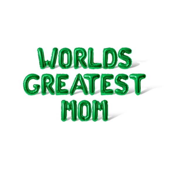 Letter Balloons - WORLDS GREATEST MOM 16" Inch Alphabet Letters Foil Mylar Balloon Mother's Day Party Banner (Green)
