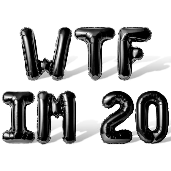 Letter Balloons - WTF IM 20 16" Inch Alphabet Letters Foil Mylar Balloon 20th Birthday Party Banner (Black)