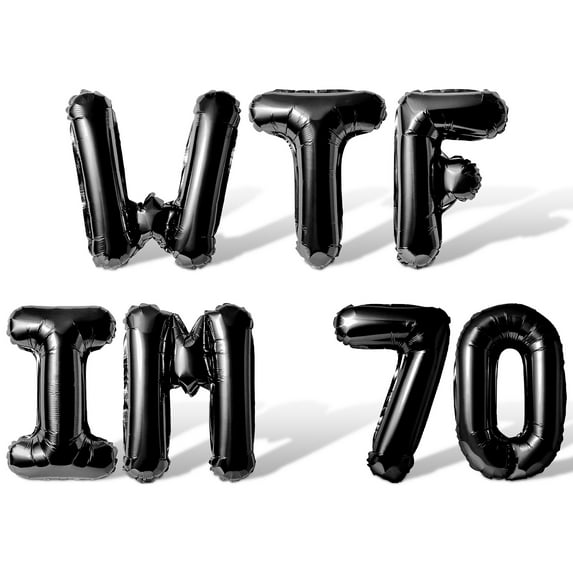 Letter Balloons - WTF IM 70 16" Inch Alphabet Letters Foil Mylar Balloon 70th Birthday Party Banner (Black)