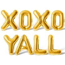 Letter Balloons - XOXO YALL 16" Inch Alphabet Letters Foil Mylar Balloon Valentines Day Party Banner (Gold)