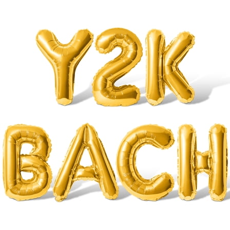 Letter Balloons - Y2K BACH 16" Inch Alphabet Letters Foil Mylar Balloon Bachelorette Party Banner (Gold)