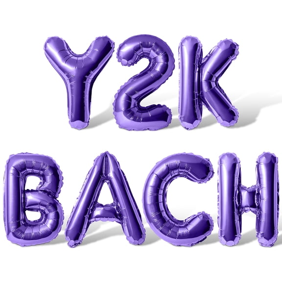 Letter Balloons - Y2K BACH 16" Inch Alphabet Letters Foil Mylar Balloon Bachelorette Party Banner (Purple)