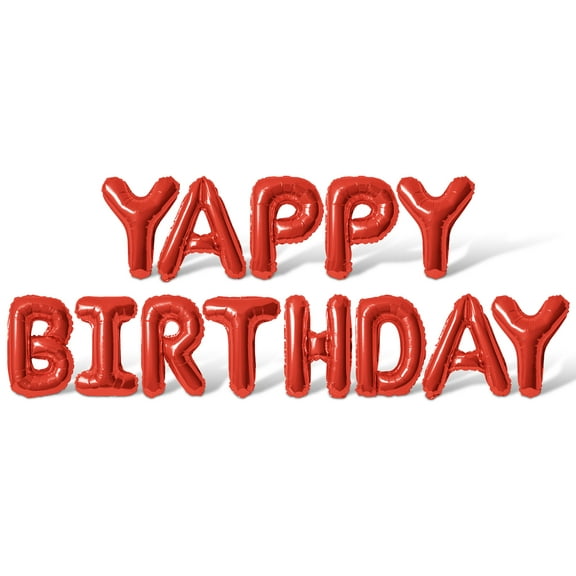 Letter Balloons - YAPPY BIRTHDAY 16" Inch Alphabet Letters Foil Mylar Balloon Dog Birthday Party Banner (Red)