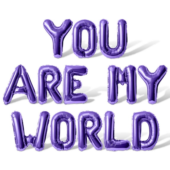 Letter Balloons - YOU ARE MY WORLD 16" Inch Alphabet Letters Foil Mylar Balloon Engagement Party Banner (Purple)