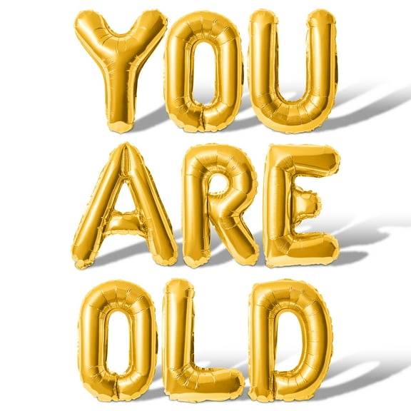 Letter Balloons - YOU ARE OLD 16" Inch Alphabet Letters Foil Mylar Balloon Birthday Party Banner (Gold)