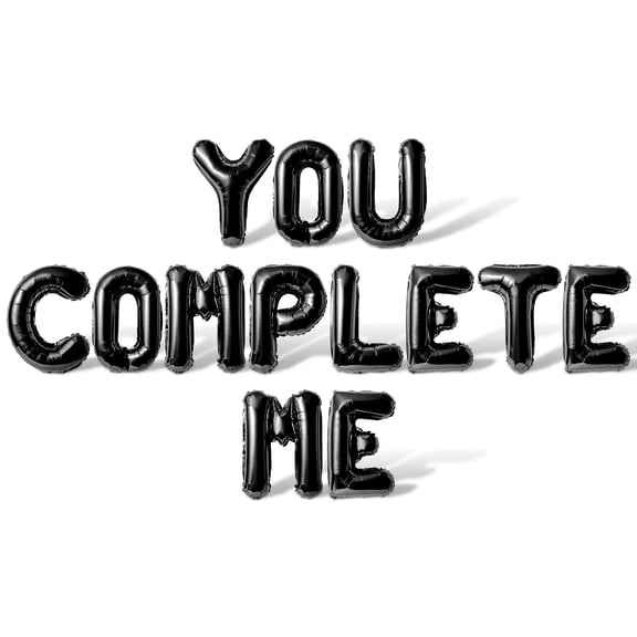 Letter Balloons - YOU COMPLETE ME 16" Inch Alphabet Letters Foil Mylar Balloon Valentines Day Party Banner (Black)