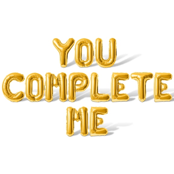 Letter Balloons - YOU COMPLETE ME 16" Inch Alphabet Letters Foil Mylar Balloon Valentines Day Party Banner (Gold)