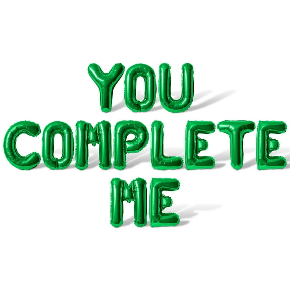 Letter Balloons - YOU COMPLETE ME 16" Inch Alphabet Letters Foil Mylar Balloon Valentines Day Party Banner (Green)