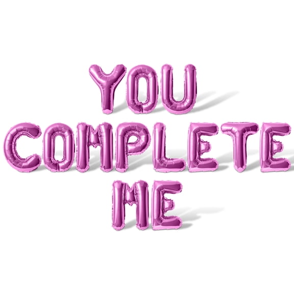 Letter Balloons - YOU COMPLETE ME 16" Inch Alphabet Letters Foil Mylar Balloon Valentines Day Party Banner (Pink)