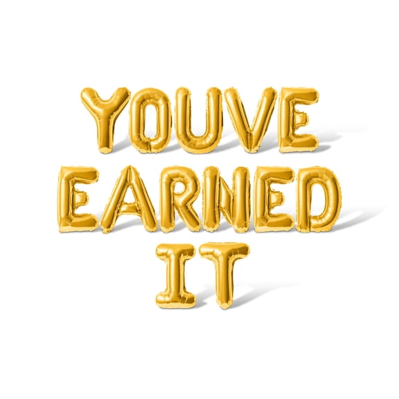 Letter Balloons - YOU EARNED IT 16" Inch Alphabet Letters Foil Mylar Balloon Graduation Day Party Banner (Gold)