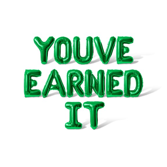Letter Balloons - YOU EARNED IT 16" Inch Alphabet Letters Foil Mylar Balloon Graduation Day Party Banner (Green)