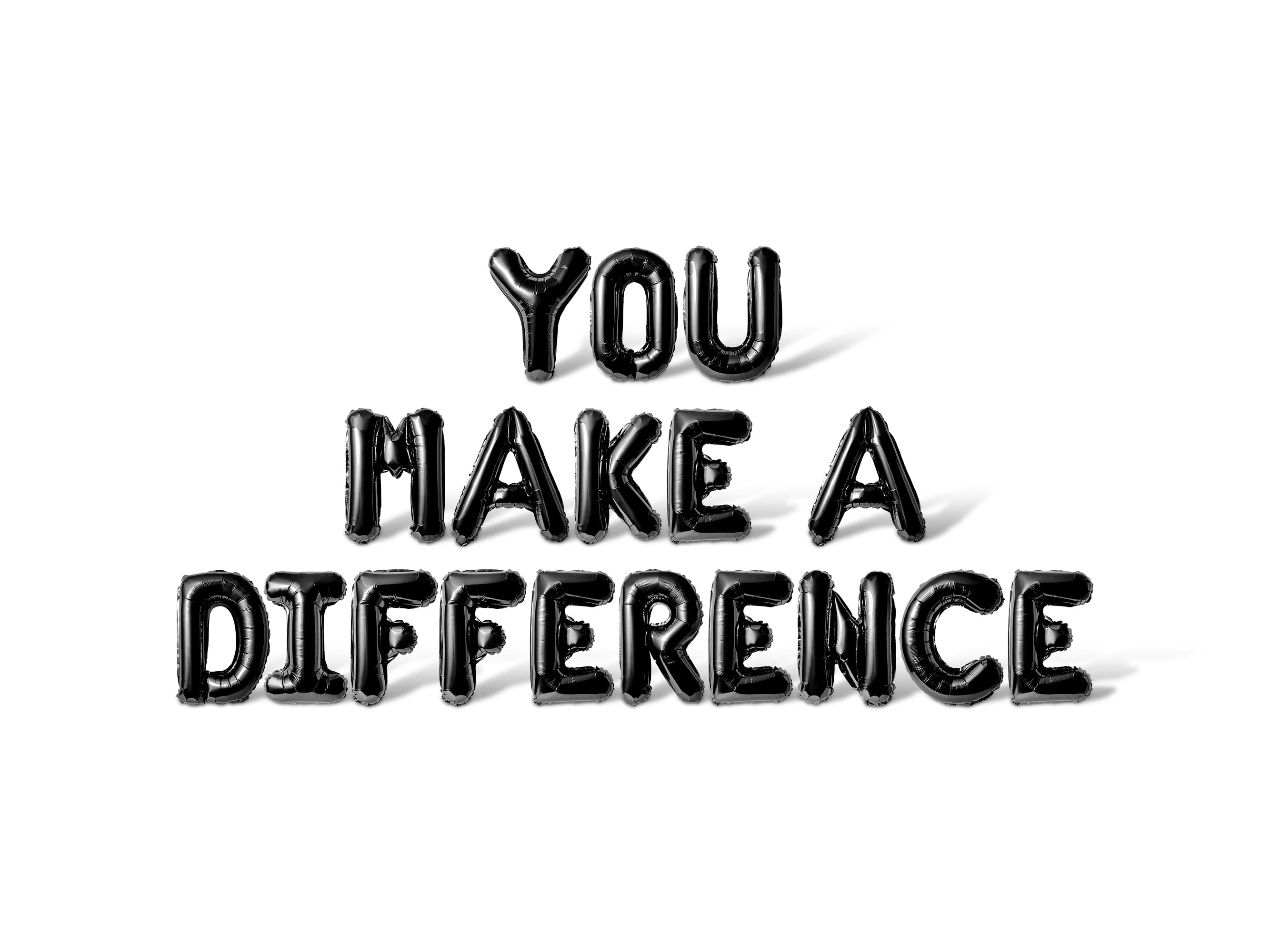 Letter Balloons - YOU MAKE A DIFFERENCE 16" Inch Alphabet Letters Foil Mylar Balloon Nurse Appreciation Party Banner (Black)