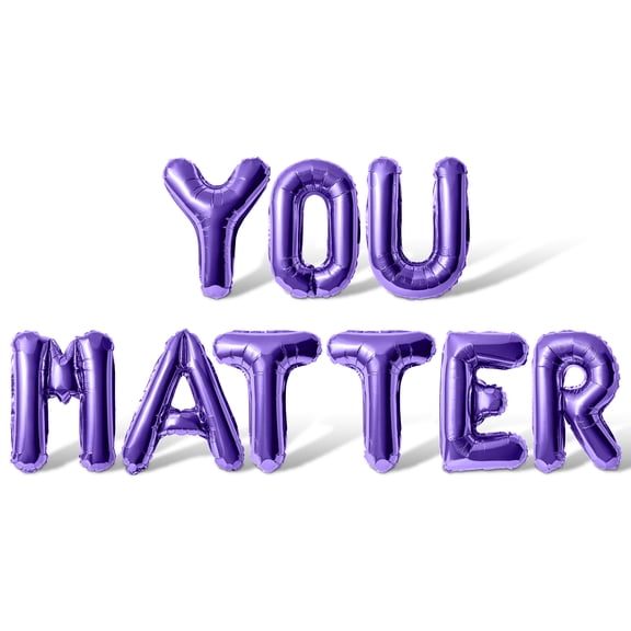 Letter Balloons - YOU MATTER 16" Inch Alphabet Letters Foil Mylar Balloon Graduation Day Party Banner (Purple)