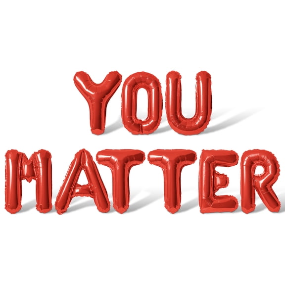 Letter Balloons - YOU MATTER 16" Inch Alphabet Letters Foil Mylar Balloon Graduation Day Party Banner (Red)