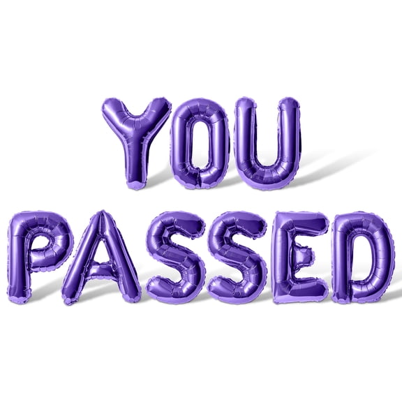 Letter Balloons - YOU PASSED 16" Inch Alphabet Letters Foil Mylar Balloon Graduation Party Banner (Purple)