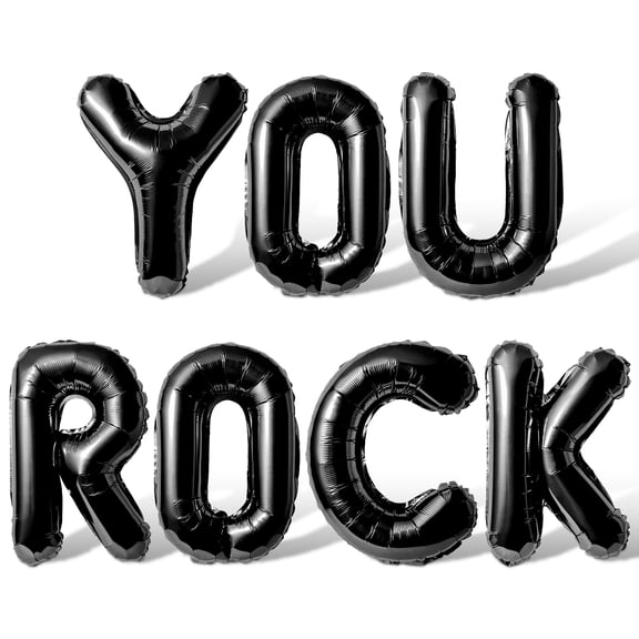 Letter Balloons - YOU ROCK 16" Inch Alphabet Letters Foil Mylar Balloon Graduation Day Party Banner (Black)
