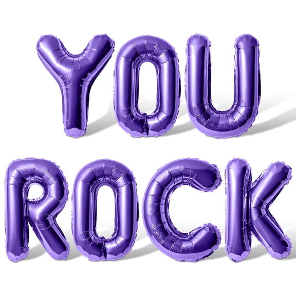 Letter Balloons - YOU ROCK 16" Inch Alphabet Letters Foil Mylar Balloon Graduation Day Party Banner (Purple)