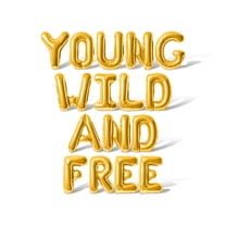 Letter Balloons - YOUNG WILD AND FREE 16" Inch Alphabet Letters Foil Mylar Balloon 4th of July Party Banner (Gold)
