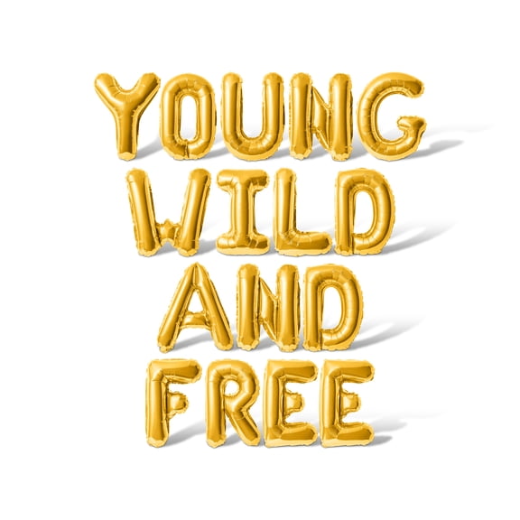 Letter Balloons - YOUNG WILD AND FREE 16" Inch Alphabet Letters Foil Mylar Balloon 4th of July Party Banner (Gold)
