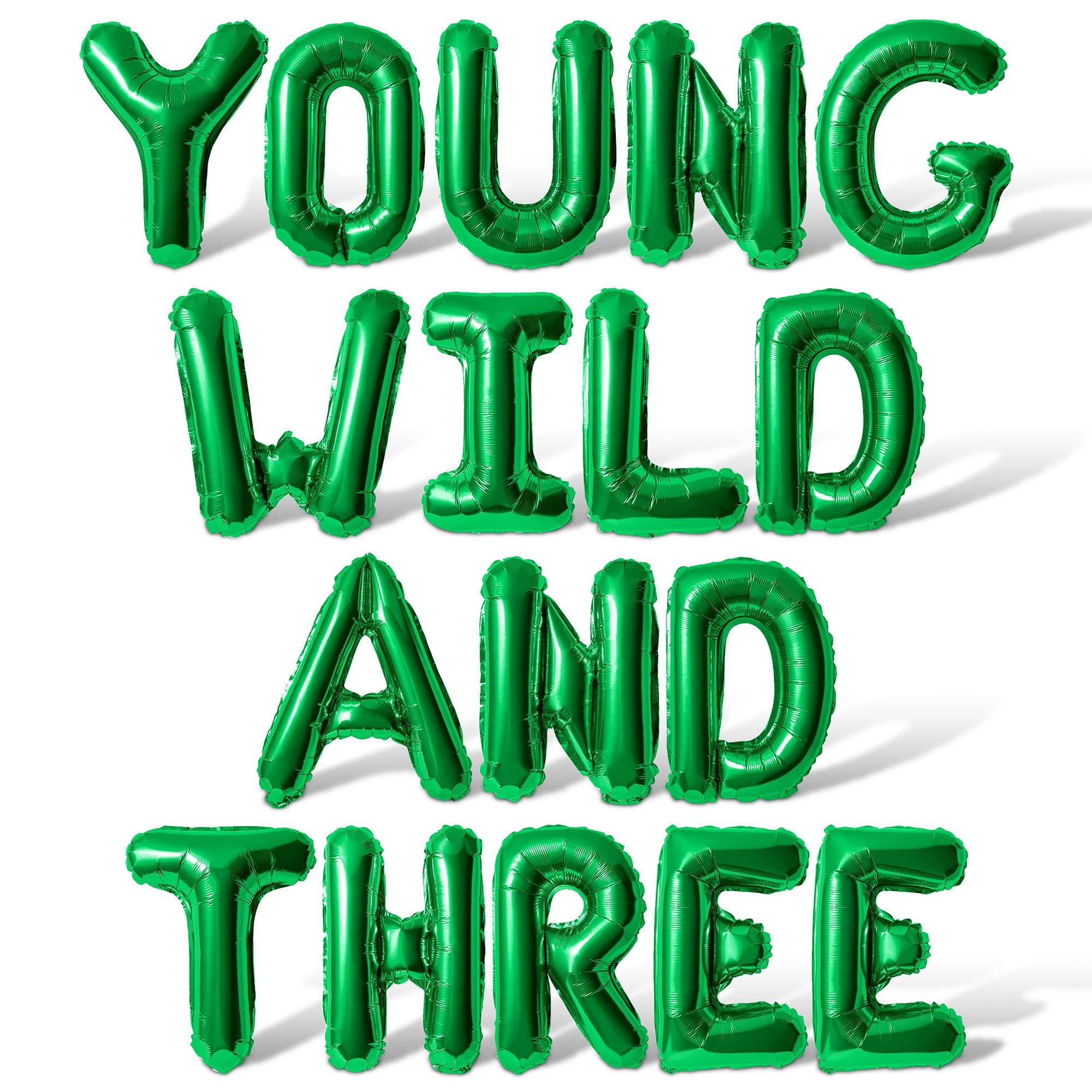 Letter Balloons - YOUNG WILD AND THREE 16" Inch Alphabet Letters Foil Mylar Balloon 3rd Birthday Party Banner (Green)