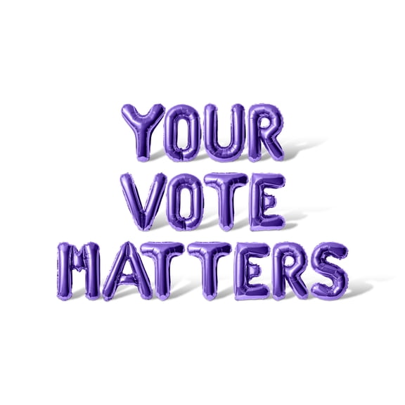 Letter Balloons - YOUR VOTE MATTERS 16" Inch Alphabet Letters Foil Mylar Balloon Election Day Party Banner (Purple)